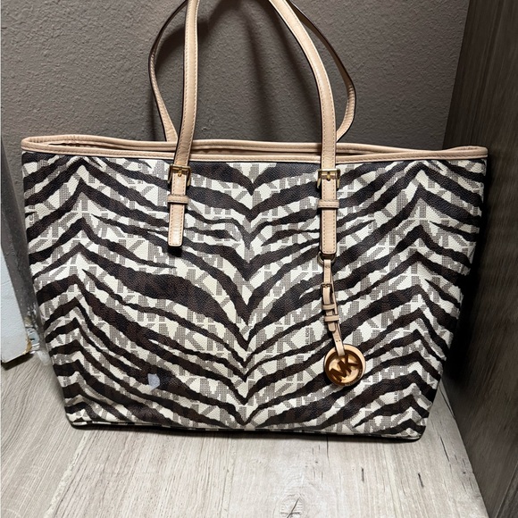 Michael Kors Zebra Pattern Tote - Black and Cream - Picture 1 of 5